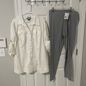 Gray Women's leggings 2x nwt style & co with cotton shirt with stretch